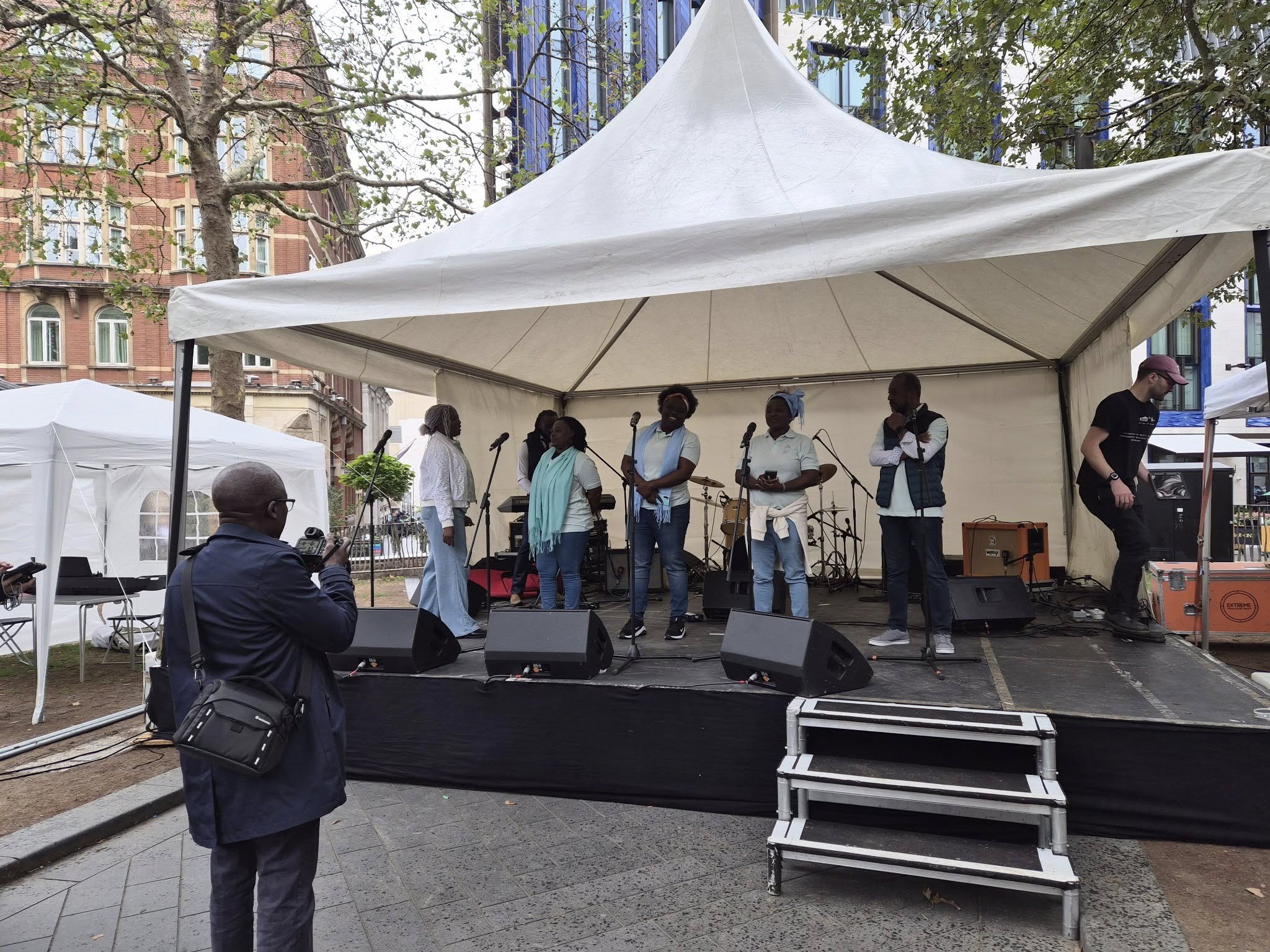 Staff working with clients